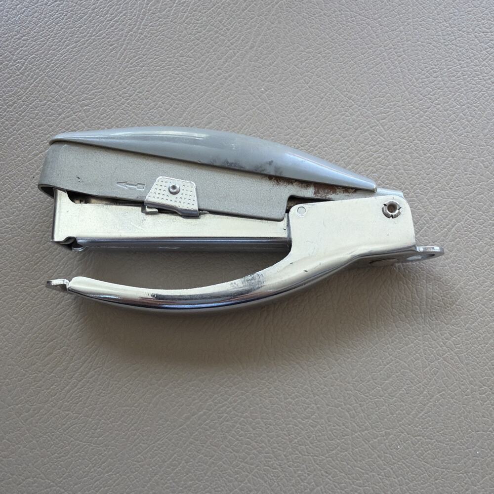Bates 88P Hand Grip Stapler, Gray Vintage, Made in USA, Works